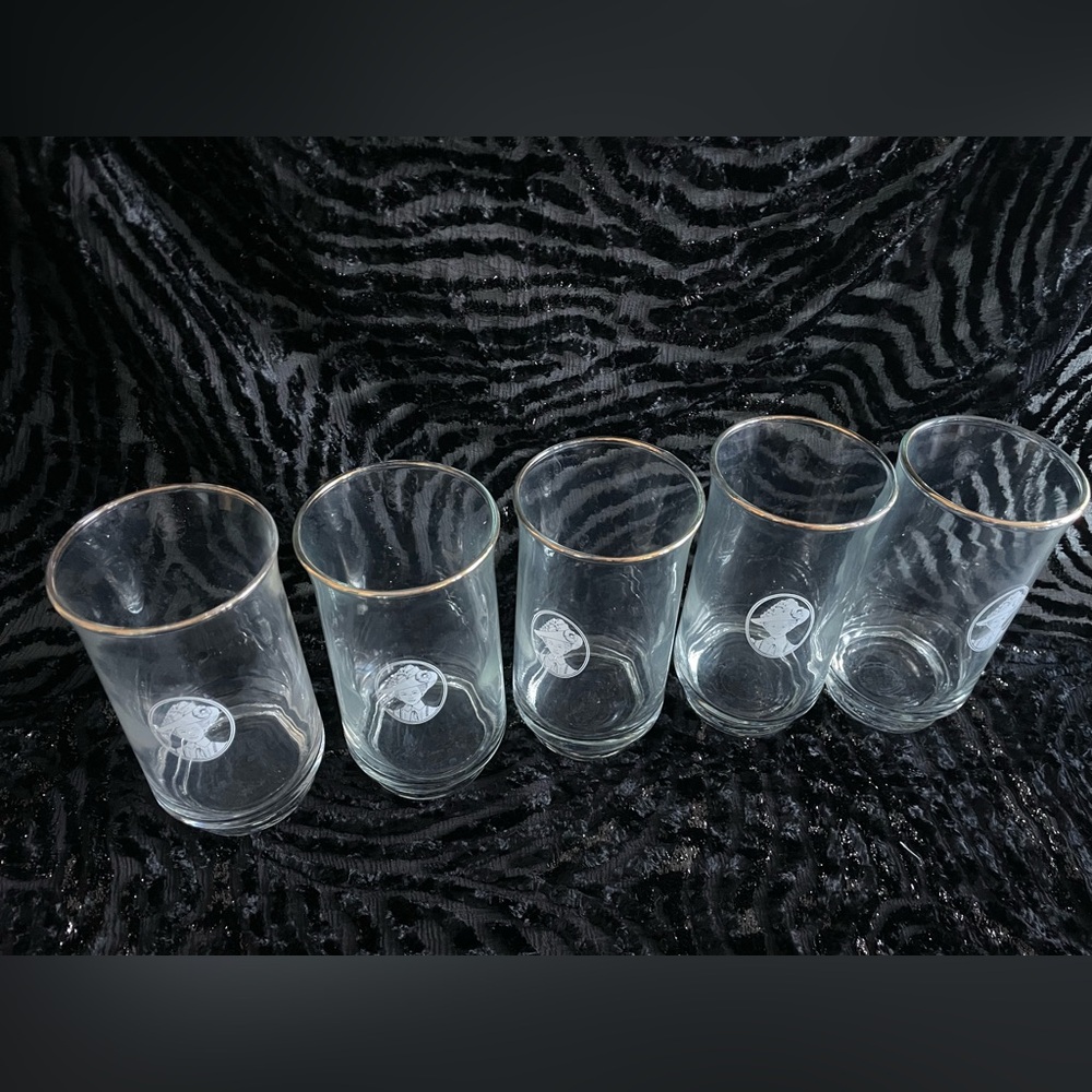 22k Gold Rimmed Elegant Clear Glasses Set of 5 - Picture 4 of 12